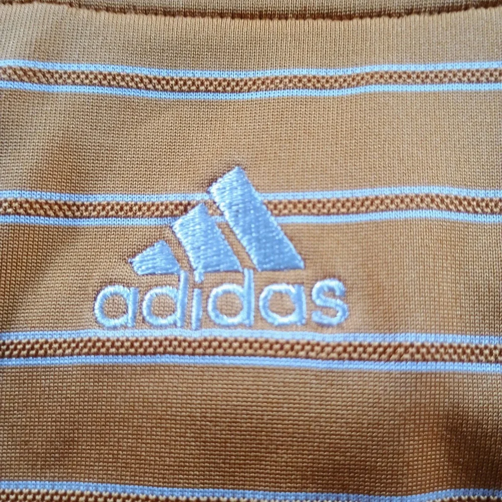 Adidas Mens ClimaCool Polo Orange XL Striped Golf Shirt